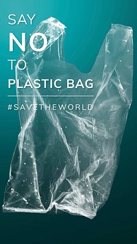 Save the world template vector say no to plastic bag social media post