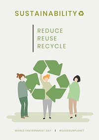 Environmental sustainability vector poster editable template