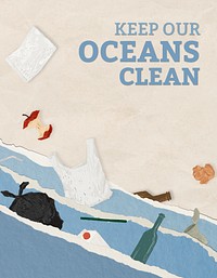 Save the ocean poster psd editable template