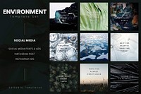 Environment quote vector social media template set