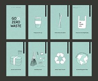 Go zero waste vector social media story template set