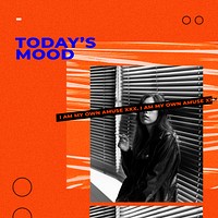 Social media post template vector with retro red background for fashion and trends influencers concept