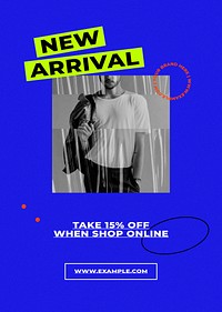 New arrival poster template vector with retro color background for fashion and trends influencers concept