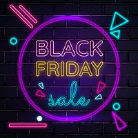 Colorful neon vector Black Friday sale geometric design template