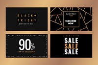 Black Friday vector luxurious text promotional advertising collection