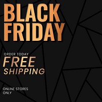 Gold vector Black Friday free shipping sale announcement template