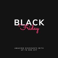 Glowing Black Friday text vector 90% off discount ad template