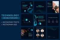 Technology vector social media editable template set