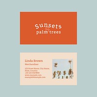 Summer business card template vector with tropical background