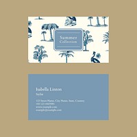 Editable business card template vector blue tropical theme