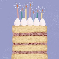 Birthday cake background illustration in purple tone