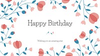 Floral birthday greeting template vector