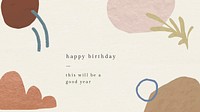 Abstract birthday greeting template vector with botanical memphis pattern