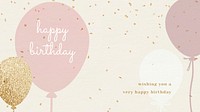 Balloon birthday greeting template vector in pink and gold tone