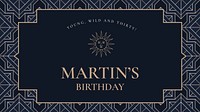 Gold birthday greeting template vector with art deco style