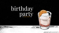 Gentleman birthday invitation template vector with cocktail illustration
