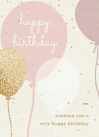 Birthday greeting card template vector in pink and gold tone