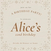 Online party invitation template vector birthday celebration