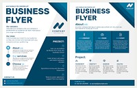 Foldable business flyer template vector in blue modern design