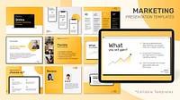 Digital marketing business template vector social media post set in yellow theme