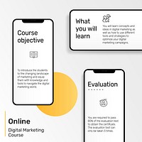 Digital marketing presentation template vector with mobile screen mockup