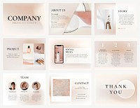 Business presentation slide template vector introduction in earth tone set
