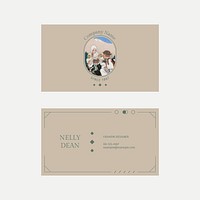 Pastel business card template vector for vintage fashion, remix from artworks by George Barbier