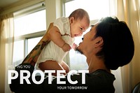 Protect tomorrow insurance template vector for family&rsquo;s health ad banner