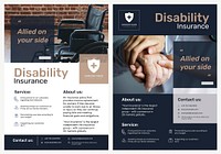 Disability insurance poster template vector with editable text set