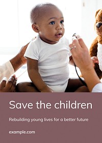Children charity donation template vector rebuilding lives ad poster
