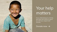 Children charity donation template vector for your help matters presentation
