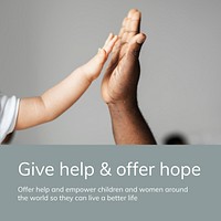 Give children help template vector charity donation social media post