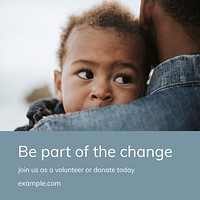 Change children&#39;s lives template vector charity donation social media post