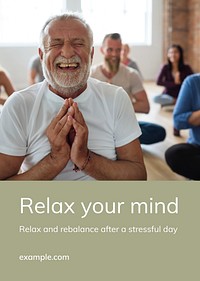 Meditation wellness template vector for healthy lifestyle for ad poster