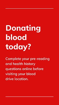 Donate today charity template vector blood donation campaign social media ad in minimal style
