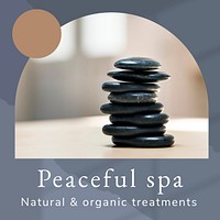 Peaceful spa wellness template vector with hot stones massage background