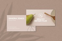 Nutritionist business card template vector in front and rear view