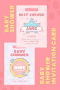 Cute baby shower invitation card templates vector