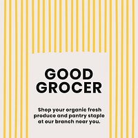 Good grocer food template vector with cute pasta doodle social media post