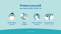 Protect yourself COVID 19 slide template, vector prevent the spread guidance