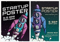 Business poster template vector for startup set