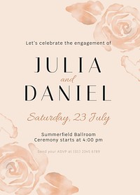 Wedding celebration invitation template, watercolor aesthetic poster psd