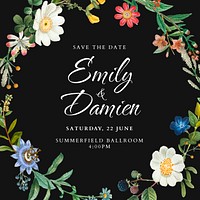 Floral wedding Instagram post template, celebration event vector