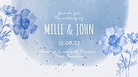 Winter wedding presentation template, blue watercolor aesthetic vector