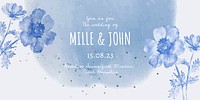 Winter wedding Twitter post template, blue watercolor aesthetic vector