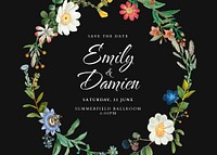 Floral wedding Invitation card template, celebration event vector