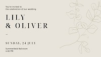 Minimal wedding powerpoint presentation template, line art design psd