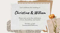 Autumn wedding PowerPoint presentation template, aesthetic paper collage vector