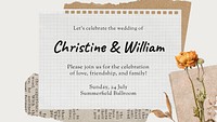 Autumn wedding powerpoint presentation template, aesthetic paper collage psd