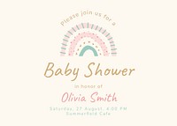 Baby shower Invitation card template, cute pastel landscape design psd